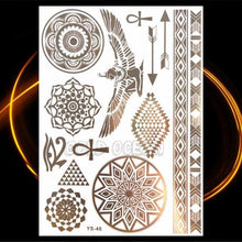 Load image into Gallery viewer, 1PC Gold Chain Bracelet Tattoo Sticker Summer Style Fake Jewelry Temporary Tattoo Waterproof Gold Sliver Glitter Body Face Tattoo For Womens
