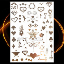 Load image into Gallery viewer, 1PC Gold Chain Bracelet Tattoo Sticker Summer Style Fake Jewelry Temporary Tattoo Waterproof Gold Sliver Glitter Body Face Tattoo For Womens
