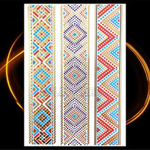 Load image into Gallery viewer, 1PC Gold Chain Bracelet Tattoo Sticker Summer Style Fake Jewelry Temporary Tattoo Waterproof Gold Sliver Glitter Body Face Tattoo For Womens
