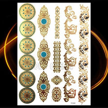 Load image into Gallery viewer, 1PC Gold Chain Bracelet Tattoo Sticker Summer Style Fake Jewelry Temporary Tattoo Waterproof Gold Sliver Glitter Body Face Tattoo For Womens
