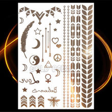 Load image into Gallery viewer, 1PC Gold Chain Bracelet Tattoo Sticker Summer Style Fake Jewelry Temporary Tattoo Waterproof Gold Sliver Glitter Body Face Tattoo For Womens
