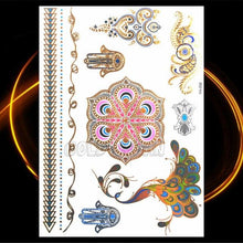 Load image into Gallery viewer, 1PC Gold Chain Bracelet Tattoo Sticker Summer Style Fake Jewelry Temporary Tattoo Waterproof Gold Sliver Glitter Body Face Tattoo For Womens
