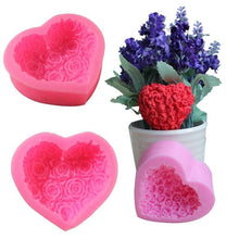 Load image into Gallery viewer, 1PC Love Heart Rose Flower Shape 3D Silicone Mold Fondant Chocolate Cake Decorating Baking Tools Moulds Mold Soap Rose Flower Heart Molds Fondant Sugar Pudding Soap Candle Mould
