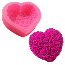 Load image into Gallery viewer, 1PC Love Heart Rose Flower Shape 3D Silicone Mold Fondant Chocolate Cake Decorating Baking Tools Moulds Mold Soap Rose Flower Heart Molds Fondant Sugar Pudding Soap Candle Mould
