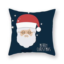 Load image into Gallery viewer, 1Pcs Blue Christmas Tree Deer Santa Claus Pattern Polyester Cushion Cover Merry Christmas Throw Cushion Covers Tree Reindeer Star Pillow Case For Party Home Decoration Decorative Sofa Home Decor Pillowcover 45x45cm
