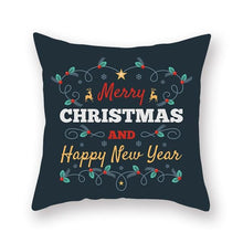 Load image into Gallery viewer, 1Pcs Blue Christmas Tree Deer Santa Claus Pattern Polyester Cushion Cover Merry Christmas Throw Cushion Covers Tree Reindeer Star Pillow Case For Party Home Decoration Decorative Sofa Home Decor Pillowcover 45x45cm
