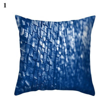 Load image into Gallery viewer, 1Pcs Blue Pattern Cushion Cover Polyester Pillowcase Decorative Navy Blue White Pillow Covers Pillow Case Blue Home Bedroom Sofa Decor Pillow Cover

