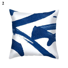 Load image into Gallery viewer, 1Pcs Blue Pattern Cushion Cover Polyester Pillowcase Decorative Navy Blue White Pillow Covers Pillow Case Blue Home Bedroom Sofa Decor Pillow Cover
