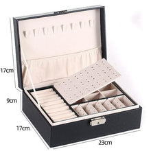 Load image into Gallery viewer, 1pcs Double Layer Storage Box For Men And Women Large Capacity Leather Jewelry Box Hardware Latch Travel Portable Flip Lid Palm Jewelry Box Jewelry Box for Women Girls Necklace Ring Storage Organizer 2 Layers Large PU-Leathers Jewelry Case
