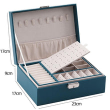 Load image into Gallery viewer, 1pcs Double Layer Storage Box For Men And Women Large Capacity Leather Jewelry Box Hardware Latch Travel Portable Flip Lid Palm Jewelry Box Jewelry Box for Women Girls Necklace Ring Storage Organizer 2 Layers Large PU-Leathers Jewelry Case
