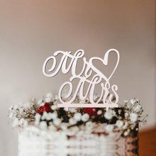 Load image into Gallery viewer, 1Pcs Hollow Letter Love Just Married Mr &amp; Mrs Cake Topper Mr and Mrs Cake Toppers Wooden Wedding Cake Topper Party Cake Decoration Mr And Mrs Cake Topper Bride and Groom Wooden Wedding Cake Topper For Wedding Party Supplies
