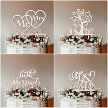 Load image into Gallery viewer, 1Pcs Hollow Letter Love Just Married Mr &amp; Mrs Cake Topper Mr and Mrs Cake Toppers Wooden Wedding Cake Topper Party Cake Decoration Mr And Mrs Cake Topper Bride and Groom Wooden Wedding Cake Topper For Wedding Party Supplies

