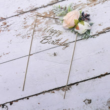 Load image into Gallery viewer, 1Pcs Metal Happy Birthday Cake Topper Artificial flowers Cake Toppers Happy Birthday Cake Topper Metal And Acrylic Cake Decoration With Pink Artificial Flower Cluster For DIY Baby Shower Birthday Party Decoration Baking Decor
