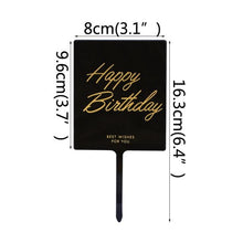 Load image into Gallery viewer, 1Pcs Metal Happy Birthday Cake Topper Artificial flowers Cake Toppers Happy Birthday Cake Topper Metal And Acrylic Cake Decoration With Pink Artificial Flower Cluster For DIY Baby Shower Birthday Party Decoration Baking Decor
