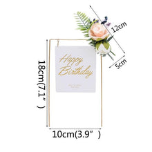 Load image into Gallery viewer, 1Pcs Metal Happy Birthday Cake Topper Artificial flowers Cake Toppers Happy Birthday Cake Topper Metal And Acrylic Cake Decoration With Pink Artificial Flower Cluster For DIY Baby Shower Birthday Party Decoration Baking Decor
