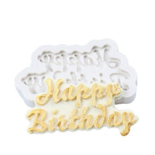 Load image into Gallery viewer, 1Pcs Silicone 3D Happy Birthday Shaped Fondant Chocolate Molds Letter Chocolate Fondant Cake Decorating Tools Mould Happy Birthday Silicone Molds Letter Silicone Molds Happy Birthday Cake Molds Chocolate Mold Candy Fondant Mold Cake Decoration
