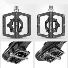 Load image into Gallery viewer, 2 In 1 Bicycle Lock Pedal With Free Cleat For Road Bikes Aluminum Anti-Slip Sealed Bearing Lock Accessories Mountain Bike Pedals Bicycle Flat Platform Compatible With Mountain Bike Dual Function Sealed Clipless Aluminum 9/16" Pedals With Cleats
