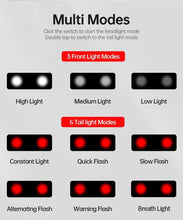 Load image into Gallery viewer, 2 in 1 Cycling Bike Headlight Taillight Front And Rear Bicycle Lights LED Flash USB Helmet Light Lamp Bicycle Front Light-Sensitive Headlight And Back Rear Taillight Bike Helmet Light For Men
