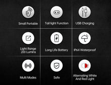 Load image into Gallery viewer, 2 in 1 Cycling Bike Headlight Taillight Front And Rear Bicycle Lights LED Flash USB Helmet Light Lamp Bicycle Front Light-Sensitive Headlight And Back Rear Taillight Bike Helmet Light For Men
