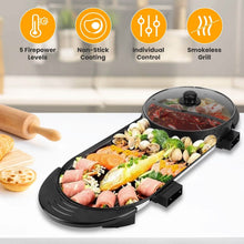 Load image into Gallery viewer, 2-in-1 Electric Hot Pot with Bbq Grill Cooker 2200W
