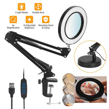 Load image into Gallery viewer, 2-in-1 LED Magnifier Desk Lamp with 8x Magnifying Glass
