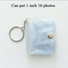 Load image into Gallery viewer, 2 Inch Photo Album PVC Sequins Transparent Sticker &amp; Name Card Holder 16 Pockets Photo Holder Business Card Bag Mini Photo Holds Photos with Key Chain Album Gifts
