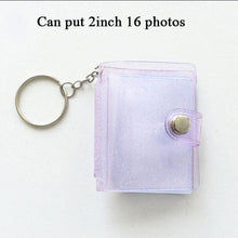 Load image into Gallery viewer, 2 Inch Photo Album PVC Sequins Transparent Sticker &amp; Name Card Holder 16 Pockets Photo Holder Business Card Bag Mini Photo Holds Photos with Key Chain Album Gifts
