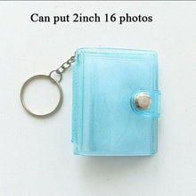 Load image into Gallery viewer, 2 Inch Photo Album PVC Sequins Transparent Sticker &amp; Name Card Holder 16 Pockets Photo Holder Business Card Bag Mini Photo Holds Photos with Key Chain Album Gifts
