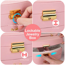 Load image into Gallery viewer, 2-Layer Lockable Leather Jewelry Box

