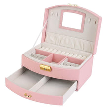 Load image into Gallery viewer, 2-Layer Lockable Leather Jewelry Box
