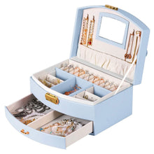 Load image into Gallery viewer, 2-Layer Lockable Leather Jewelry Box

