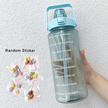Load image into Gallery viewer, 2 Liters Water Bottle Motivational Drinking Bottle Sports Water Bottle With Time Marker Stickers Portable Reusable Plastic Cups Motivational Sports Water Bottle With Time Capacity Marker BPA Free Big Large Gym Cycling Water Bottle Cup Jug For Kids School
