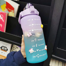 Load image into Gallery viewer, 2 Liters Water Bottle Motivational Drinking Bottle Sports Water Bottle With Time Marker Stickers Portable Reusable Plastic Cups Motivational Sports Water Bottle With Time Capacity Marker BPA Free Big Large Gym Cycling Water Bottle Cup Jug For Kids School
