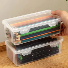 Load image into Gallery viewer, 2-Pack: Extra Large Capacity Plastic Pencil Box Stackable Translucent Clear Pencil Box
