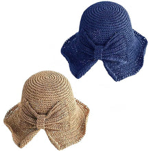 Load image into Gallery viewer, 2-Pack: Foldable Wide Brim Floppy Straw Hat
