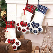 Load image into Gallery viewer, 2-Pack: Plaid Christmas Pet Dog Cat Paw Hanging Stocking Socks
