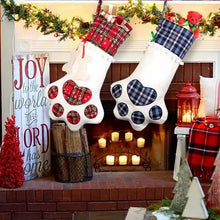 Load image into Gallery viewer, 2-Pack: Plaid Christmas Pet Dog Cat Paw Hanging Stocking Socks
