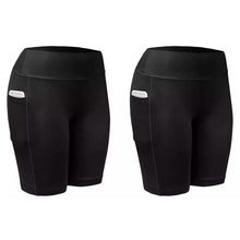 Load image into Gallery viewer, 2-Pack: Women High Waist Workout Yoga Side Pocket Compression Cycling Shorts
