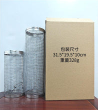 Load image into Gallery viewer, 2 PCS Grill Basket BBQ Rolling Grilling Basket Stainless Steel Grill Mesh Barbeque Portable Grill Accessories for Fish BBQ Rolling Grilling Basket for Outdoor Grill Cylindrical Stainless Steel Grill
