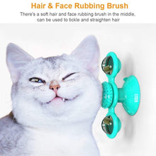 Load image into Gallery viewer, 2 PCS Set Interactive Cat Toy Windmill Portable Scratch Hair Brush Grooming Shedding Massage Suction Cup Catnip Cats Puzzle Training Toy Portable Turntable Rotating Cat Toy Scratching Tickle Hair Brush
