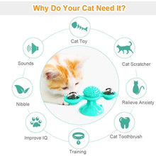 Load image into Gallery viewer, 2 PCS Set Interactive Cat Toy Windmill Portable Scratch Hair Brush Grooming Shedding Massage Suction Cup Catnip Cats Puzzle Training Toy Portable Turntable Rotating Cat Toy Scratching Tickle Hair Brush

