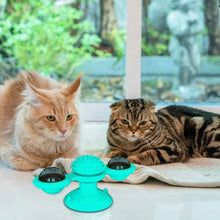 Load image into Gallery viewer, 2 PCS Set Interactive Cat Toy Windmill Portable Scratch Hair Brush Grooming Shedding Massage Suction Cup Catnip Cats Puzzle Training Toy Portable Turntable Rotating Cat Toy Scratching Tickle Hair Brush
