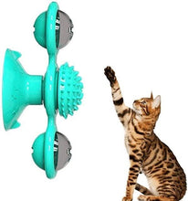 Load image into Gallery viewer, 2 PCS Set Interactive Cat Toy Windmill Portable Scratch Hair Brush Grooming Shedding Massage Suction Cup Catnip Cats Puzzle Training Toy Portable Turntable Rotating Cat Toy Scratching Tickle Hair Brush
