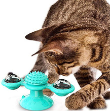 Load image into Gallery viewer, 2 PCS Set Interactive Cat Toy Windmill Portable Scratch Hair Brush Grooming Shedding Massage Suction Cup Catnip Cats Puzzle Training Toy Portable Turntable Rotating Cat Toy Scratching Tickle Hair Brush

