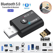 Load image into Gallery viewer, 2-Piece: 2-in-1 USB Wireless Bluetooth Adapter 5.0 Transmitter
