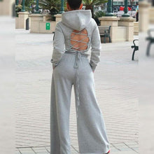 Load image into Gallery viewer, 2-Piece: Drawstring Open Back Loose Trouser Legs Suit
