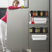 Load image into Gallery viewer, 2-Piece: Magnetic Spice Racks for Refrigerator with Paper Towel Holder
