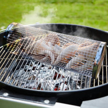 Load image into Gallery viewer, 2-Piece: Portable BBQ Rolling Basket Round Stainless Steel Grill

