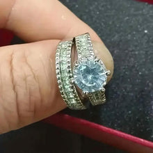 Load image into Gallery viewer, 2-Piece Set: Elegant Square Cubic Zirconia Rings
