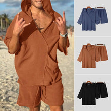 Load image into Gallery viewer, 2-Piece Set: Men's Hooded Tracksuit Tennis Shirt Shorts and T Shirt Set Plain
